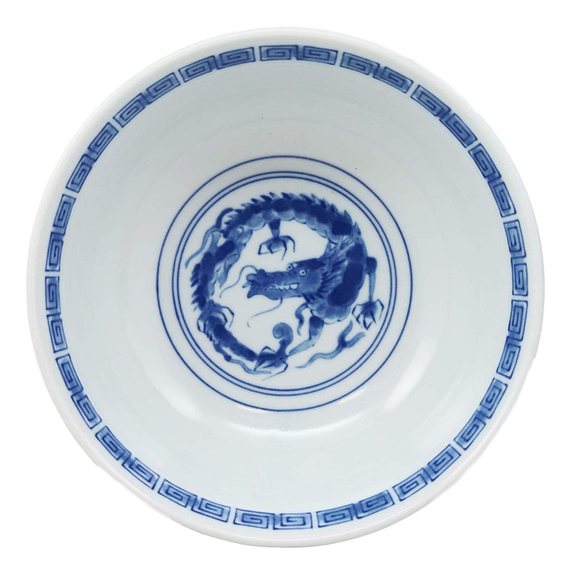 Ebros Gift Blue And White Ming Dynasty Style Feng Shui Dragons Ceramic Bowls As Ramen Pho Soup Cereal Bowl 4 Piece Set 32oz 8"Diameter