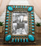 Rustic Western Turquoise Teardrop Geometric Gems Ropes 5X7 Picture Photo Frame