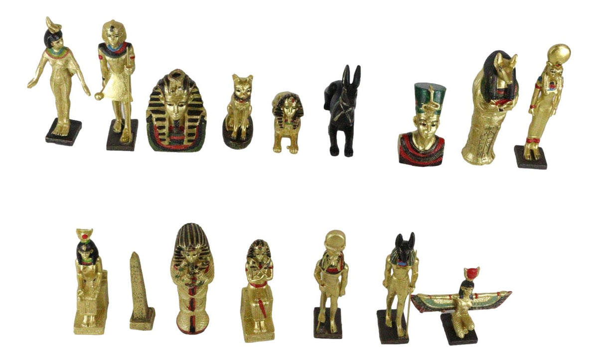Ebros Miniature Egyptian Obelisk Gods Goddesses Pharaoh And Royalty Figurine Set of 16 - Ebros Gift