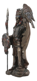 Ebros Native American Tribal Chief Warrior W/ Spear Shield & Eagle Statue 8.5" H