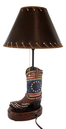 Western Patriotic American Flag Stars Stripes Cowboy Boot Table Lamp With Shade