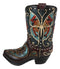 Western Cowboy Faux Tooled Leather Butterfly Cowboy Boot Pen Holder Flower Vase
