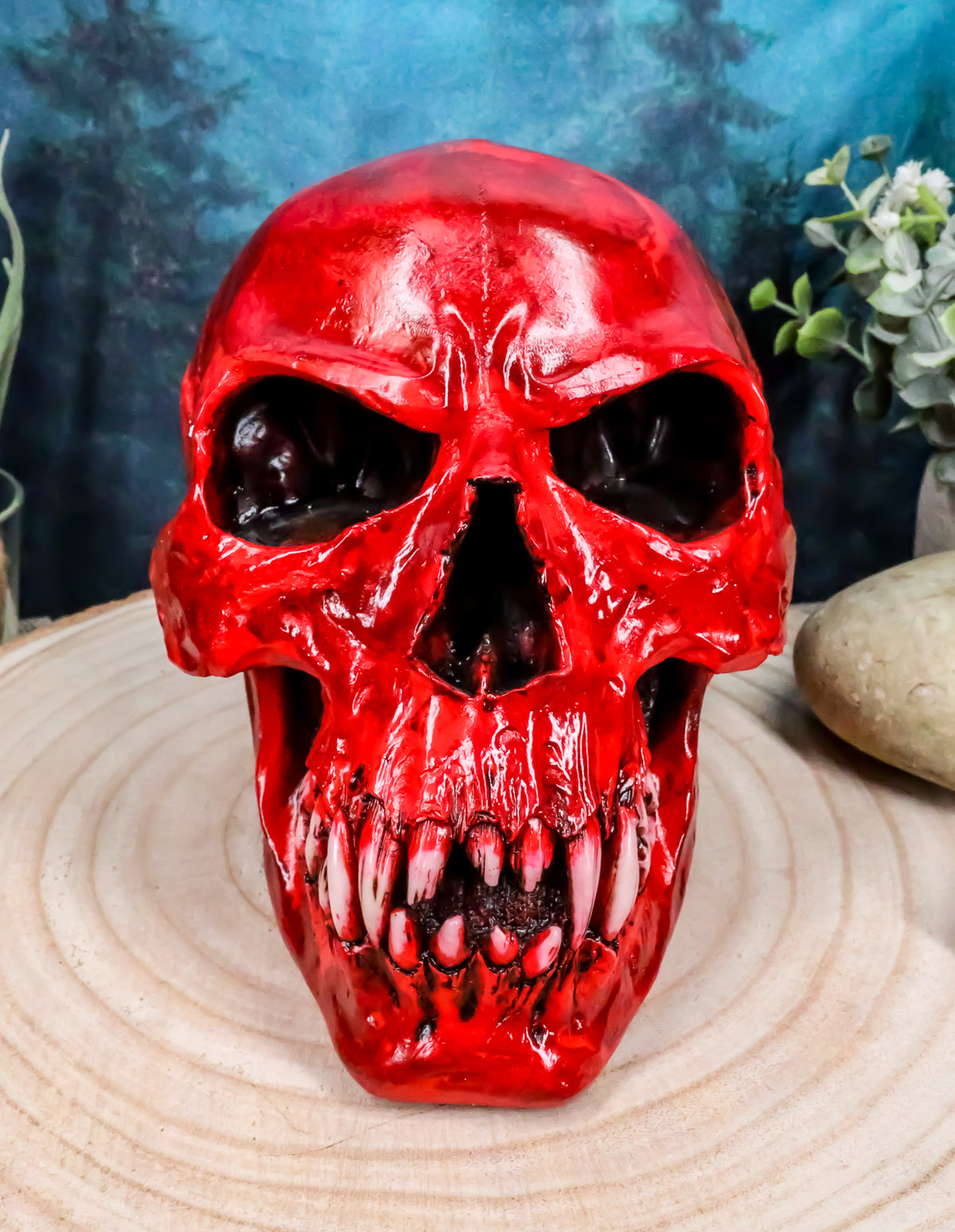 Bloodlust Red Blood Vampire Skull Statue 8"Long Demonic Dracula Skeleton Cranium