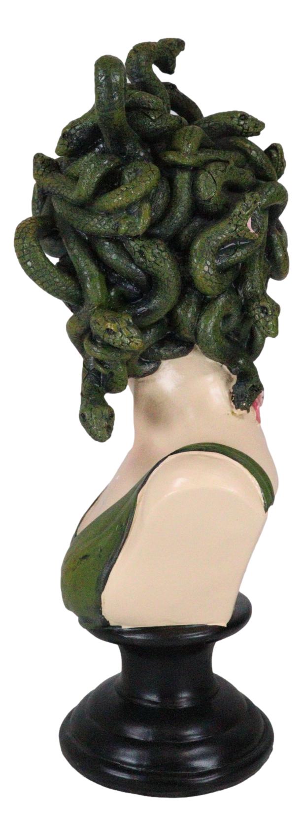 Greek Gorgon Sisters Goddess Medusa With Wild Snake Hair And LED Red Eyes Statue