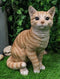 Lifelike Sitting Orange Tabby Cat Statue 12"Tall With Glass Eyes Animal Decor