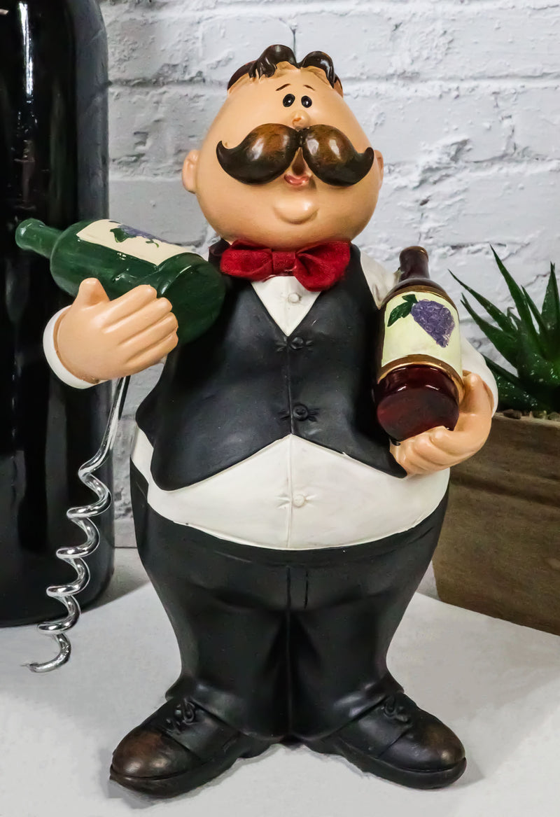 Ebros Gift Whimsical Hand Painted Novelty Corkscrew Wine Bottle Cork Opener Party Hosting Beverage Accessory Home And Kitchen Decor Organizer (Fat Butler Waiter)