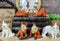 Set Of 6 Whimsical Pet Pals Playful Red And White Baby Fox Cubs Mini Figurines
