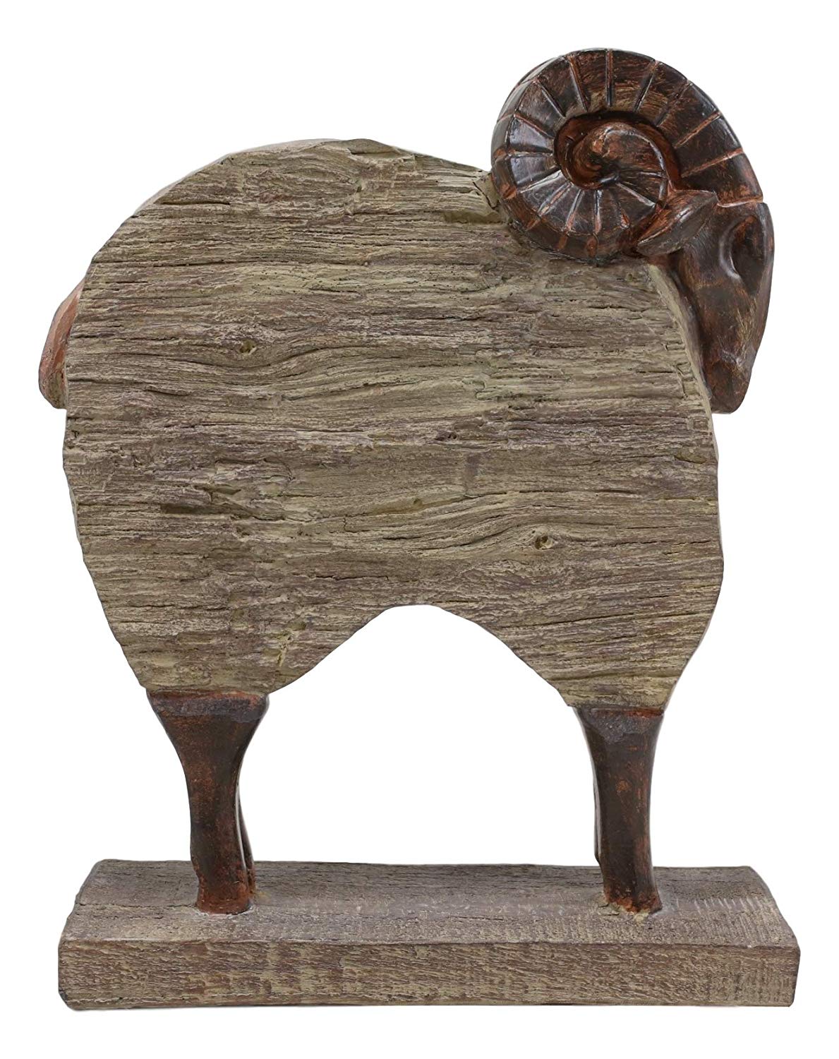 Ebros Faux Driftwood Finish Animal Totem Tiki Wildlife Desktop Decorative Resin Statue Decor Animals Figurine Rustic Western Cabin Lodge Sculpture (Bighorn Sheep Ram)
