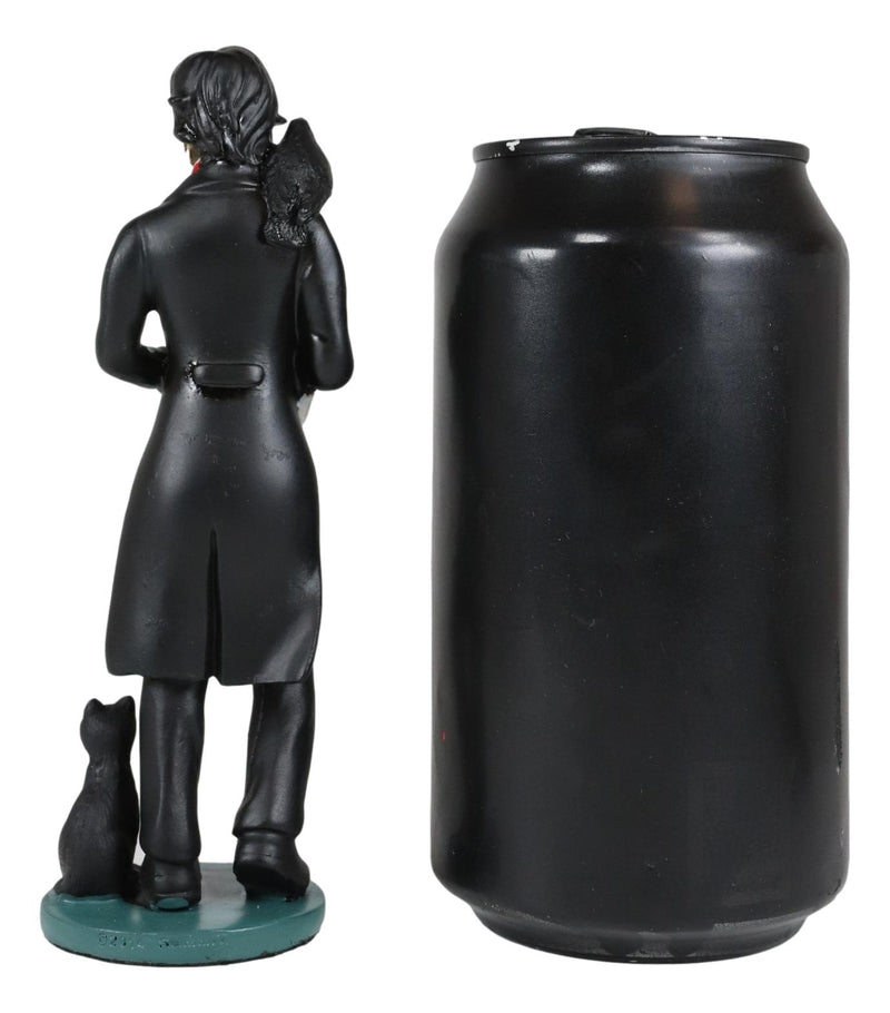 Ebros Gothic Day Of The Dead Edgar Allan Poe Statue With Raven Skeleton Figurine 5.5"H