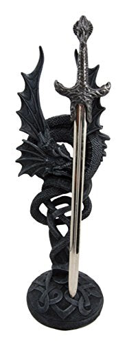 Ebros Gift Celtic Slitherin Dragon Holding Excalibur Sword Letter Opener Figurine