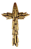 Rustic Western Stacked Hunter Golden Rifle Bullet Casings Wall Cross Plaque