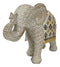 Silver Grey Accent Mosaic Design Noble Elephant With Trunk Up Statue 9"L Decor