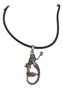 Ebros Pewter Mermaid Sirena Holding Moon Pendant with Enameled Highlights