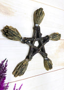 Ebros Witchcraft and Wiccan Broomsticks Pentagram Wall Decor Pentacle Hanging Plaque