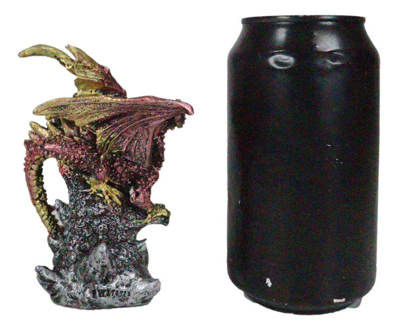 Fire Ember Dragon Guarding Weathered Tree of Life With Red Crystal Gem Figurine
