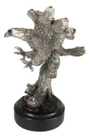 Large Majestic Electroplated Pewter Silver Bald Eagle Catching Prey Statue