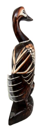 Balinese Wood Handicrafts Waterfront Mother Duck & Duckling Figurine 16.5"Long