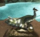 Ebros Decorative Iridescent Peacock With Blue Gemstones Solar LED Light Statue Peafowl