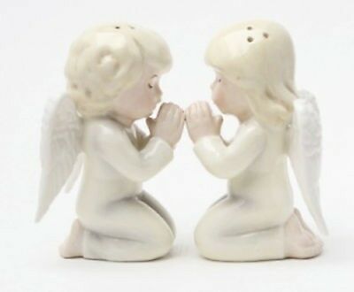 Ebros Nostalgic Praying Boy And Girl Angels Magnetic Ceramic Salt Pepper Shakers