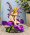 Blonde Fairy Petunia With Ladybug And Purple Iris Flower Blossom Statue 4.5"Tall