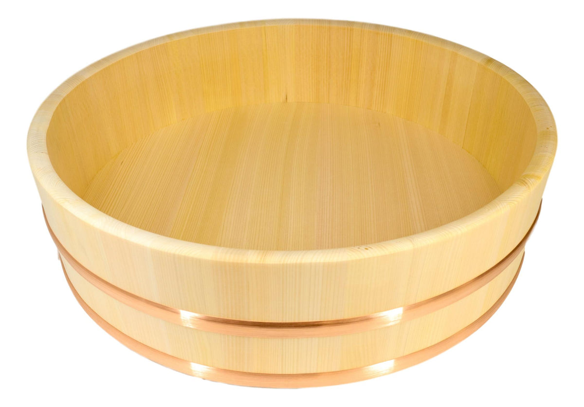 Made In Japan Hangiri Sushi Oke Rice Cypress Wood Large Mixing Bowl Tub 23.5"Dia - Ebros Gift
