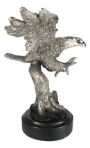 Large Majestic Electroplated Pewter Silver Bald Eagle Catching Prey Statue