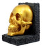 Pirate's Treasure Golden Skull Bookends Set 7"H Medieval Floral Gothic Statue