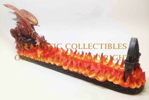 Ebros 15 Inch Fire Breathing Dragon Resin Incense Holder Statue Figurine - Ebros Gift