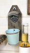 Rustic Western Nautical Wooden Wall Beer Bottle Opener With Vintage Bucket Pail