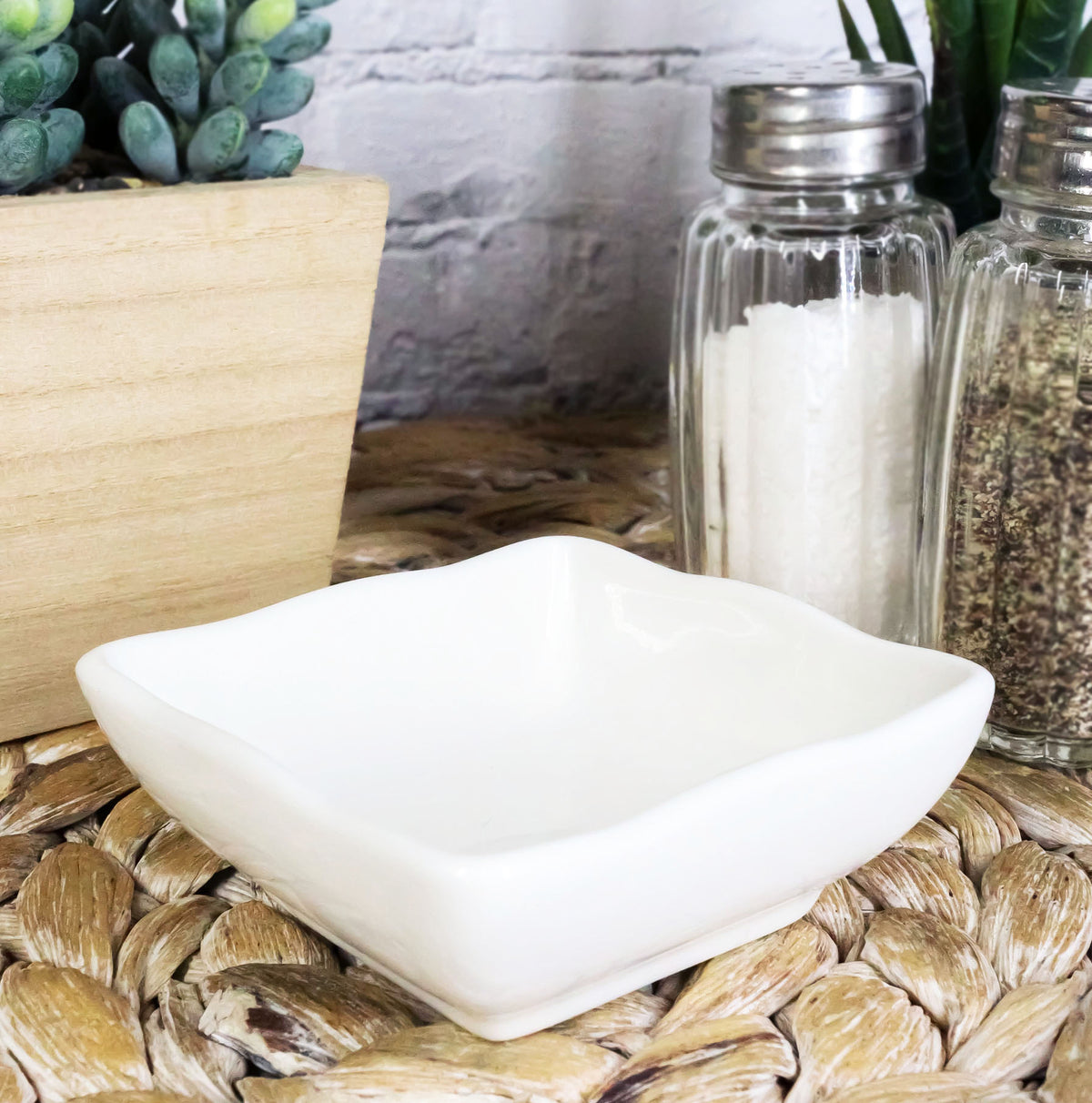 Ebros Contemporary Wavy Artistic Design White Porcelain Condiments Ketchup Mustard BBQ Soy Sauce Dipping Bowl or Dish 2oz Pack of 6 Bowls - Ebros Gift