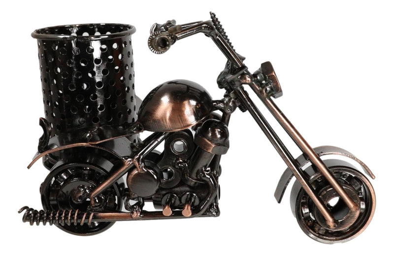 Classic Chopper Bike Motorcycle Metal Desktop Stationery Holder Organizer