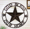 24"D Rustic Western Lone Star God Bless Our Home Metal Circle Wall Plaque Sign