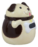 Ebros Ceramic Adorable Fat Puppy Dog With Brown Eye Patch And Bone Collar Cookie Jar
