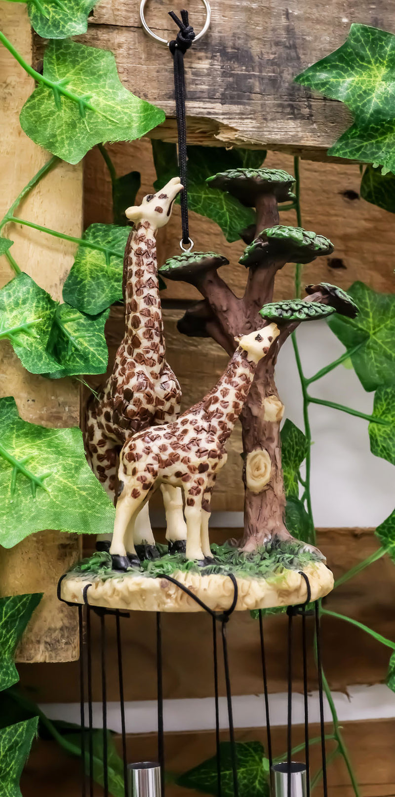 Ebros Safari Giraffe Mother And Calf By The Trees Resonant Relaxing Wind Chime