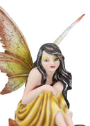 Ebros Gift Fall Fairy Figurine Red Oak Leaf Autumn Garden Faerie Fantasy Sculpture 5.5"H