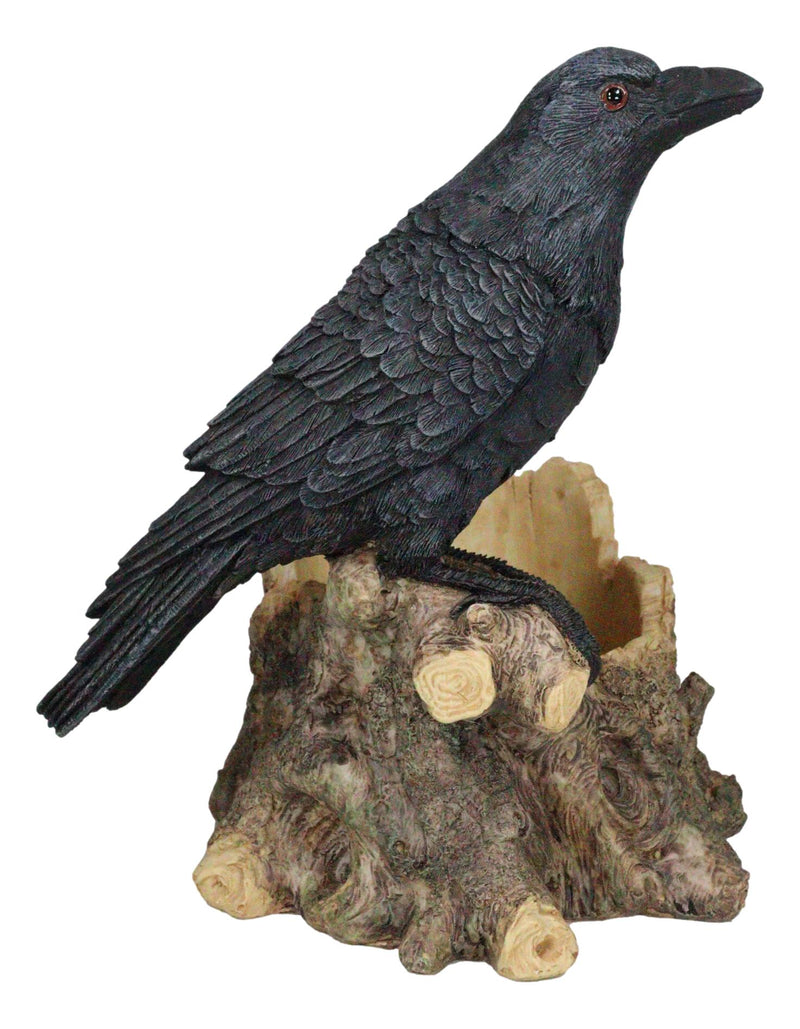 Macabre Potion Raven Crow Nevermore Perching On Tree Stump Wine Bottle Holder