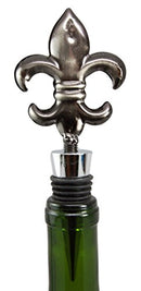 Ebros Gift Fleur De Lis Royal Emblem Kitchen Wine Bottle Topper Stopper Metal Rubber Cork Hosting Accessory