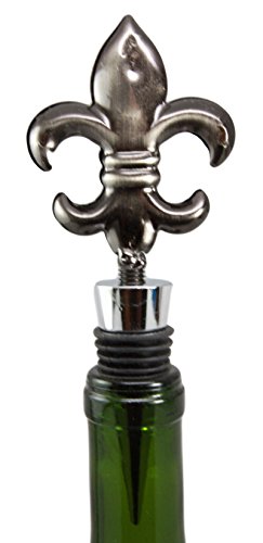 Ebros Gift Fleur De Lis Royal Emblem Kitchen Wine Bottle Topper Stopper Metal Rubber Cork Hosting Accessory