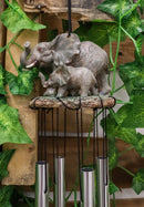 Ebros Gift Pachyderm Elephant Family Striding The Plains Resonant Relaxing Wind Chime Patio Garden Decor Decorative Figurine Noisemaker Elephants Baby Calf Safari Grasslands