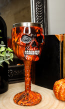 Ebros Inferno Fire Skull Face Wine Goblet Chalice Beverage Drinkware 7.25"H