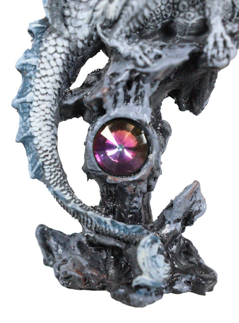 Small Winged Guardian Water Dragon Knight With Rhinestone Rock Fantasy Figurine