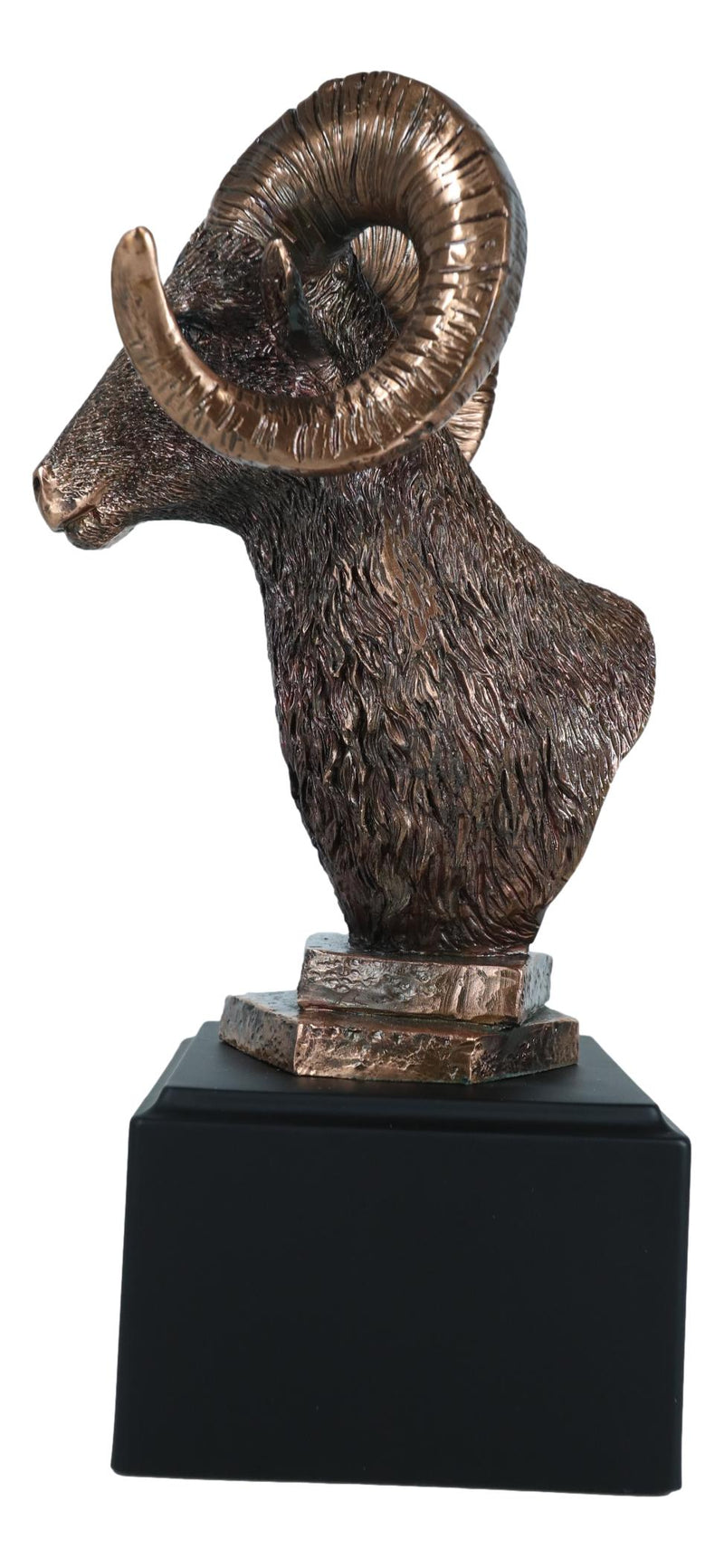 Rustic Country Wildlife Bighorn Sheep Ram Bust Sculpture with Trophy Base 8"H