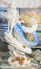 Ebros Large Capiz Blue Tail Nautical Mermaid Sitting On Corals Bedrock Statue