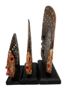 Balinese Wood Handicrafts Tropical Batik Angel Fish Family Set of 3 Figurines