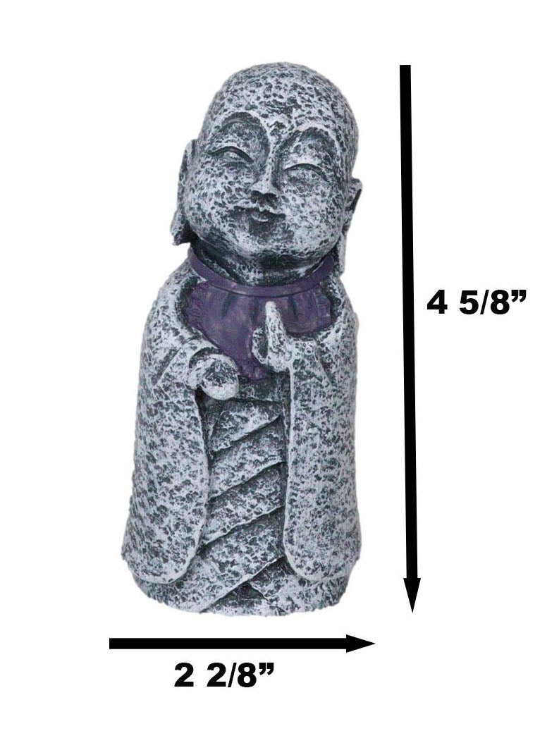 Ebros Japanese Namaste Praying Jizo Monk with Purple Bib Statue 4.75" H Figurine