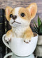 Realistic Tan Chihuahua Dog in Teacup Statue 5.75"H Pet Pal Chihuahuas Decor