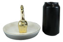 Golden Feline Cat Kitten Ceramic Ring Accessory Jewelry Holder Vanity Display
