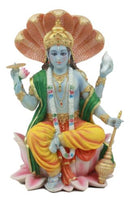 Ebros Hindu God Vishnu Vasudeva Sitting On Throne of Cobras Statue 8"H