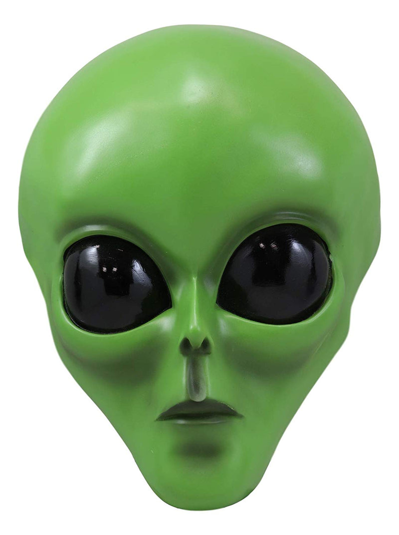 Ebros Large UFO Space Galaxy ET Roswell Green Alien Skull Head Wall Decor 13" Tall Hanging Sculpture Plaque Saucer Spaceship Aliens Area 54 Halloween Decor