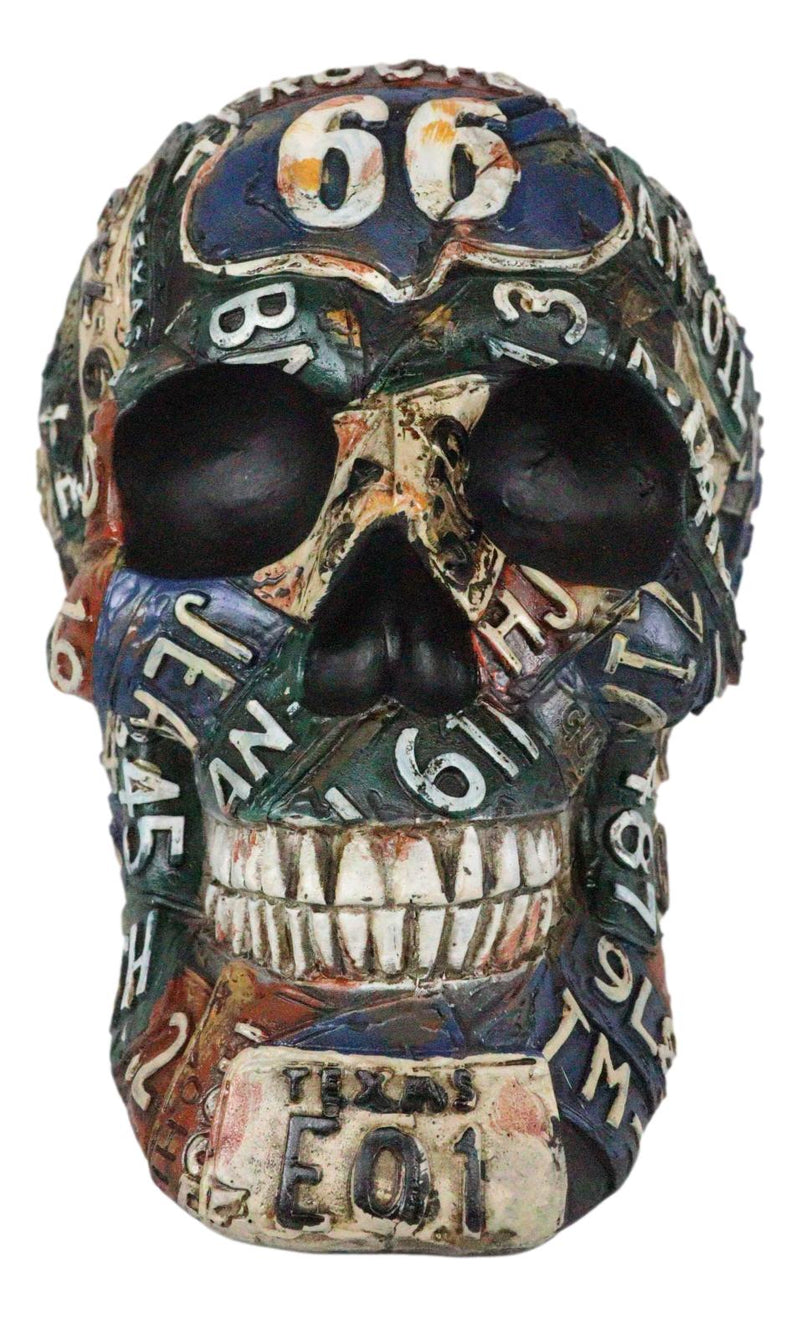 Nostalgic Western Route 66 Scenic US Highway Memory Lane Signs Skull Figurine